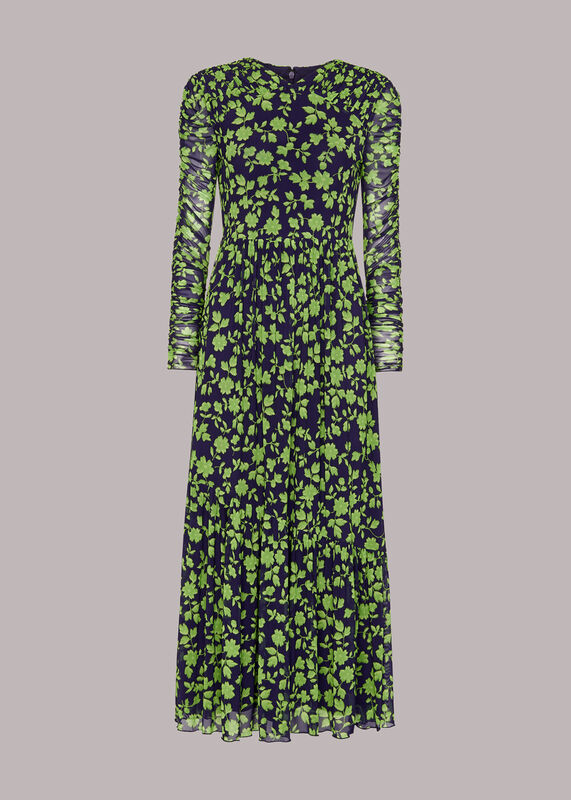 Linear Floral Mesh Dress